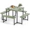 Costway Picnic Table Bench Set for 4-8 People with Umbrella Hole All-Weather HDPE Tabletop Black/Gray/Green/White
